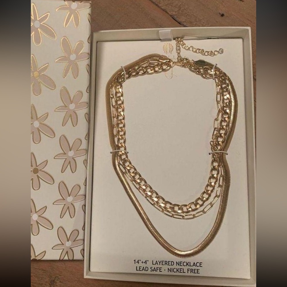 Three Layer Gold Necklace. Nwt - image 1
